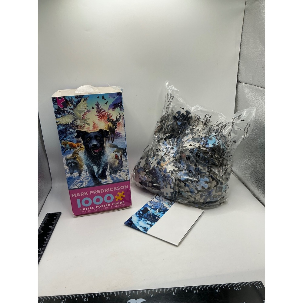 Ceaco Mark Fredrickson 1000 Piece Jigsaw Puzzle Dog Wildlife with Poster